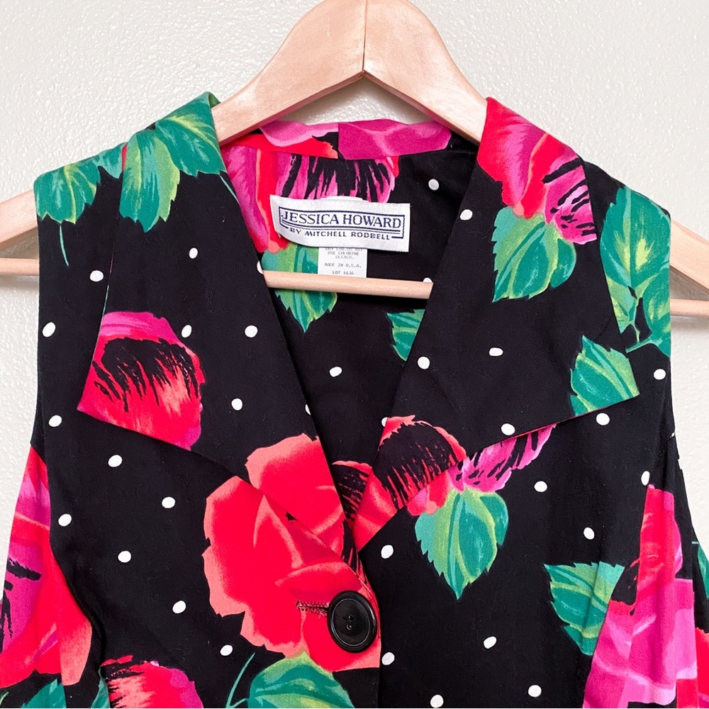 Vintage Jessica Howard by Mitchell Rodbell floral polka dot career dress - Picture 9 of 15